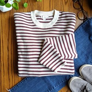 GAP | Striped Sweater Cream + Maroon